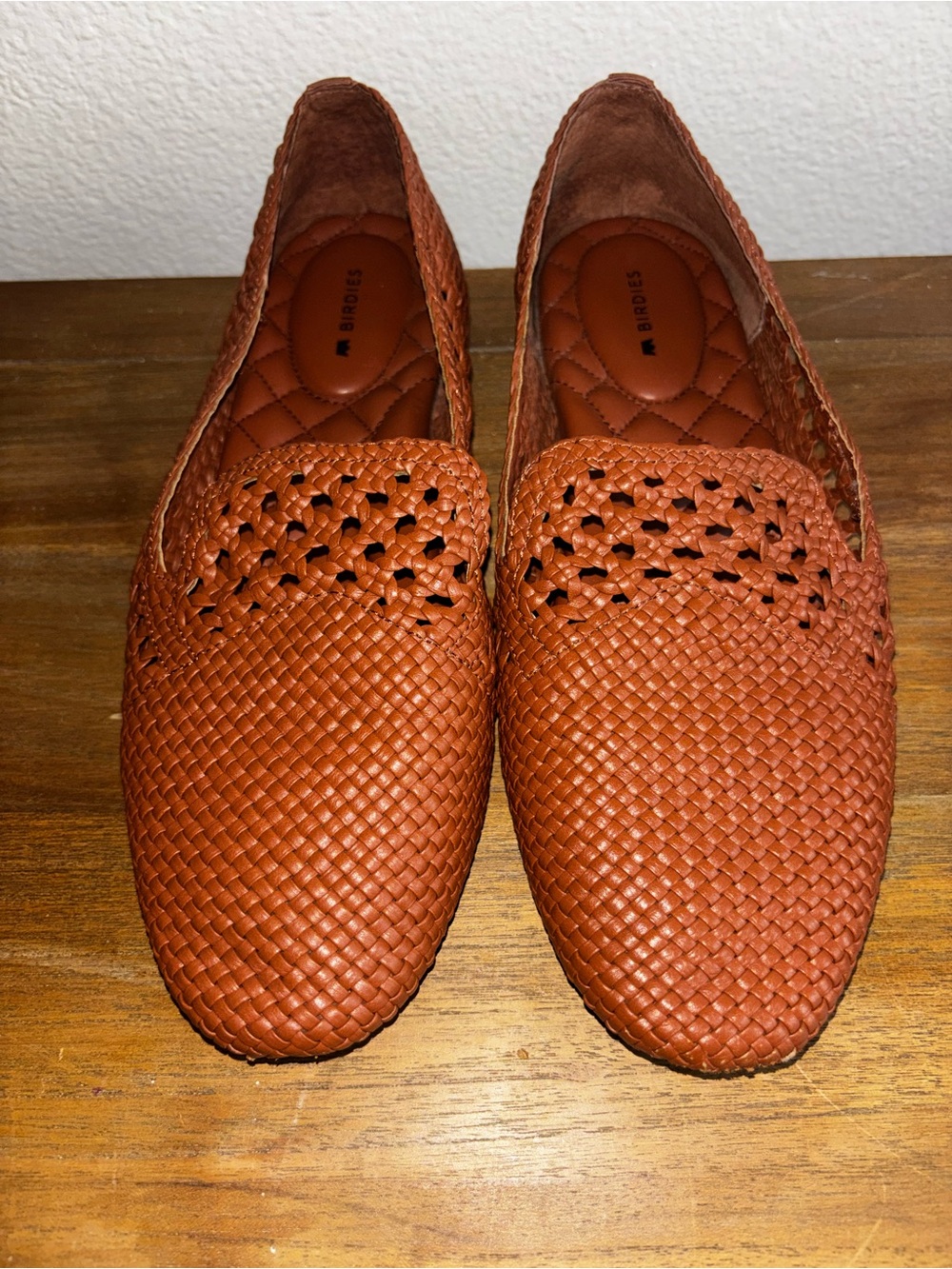 Birdies The Starling Cognac Woven Womens Vegan Leather Slip On Flats Loafers - Picture 1 of 4